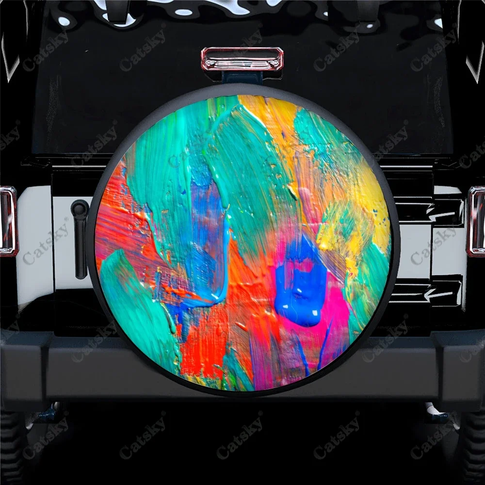 

Colorful Paint Canvas Art Print Spare Tire Cover Waterproof Tire Wheel Protector for Car Truck SUV Camper Trailer Rv 14"-17"