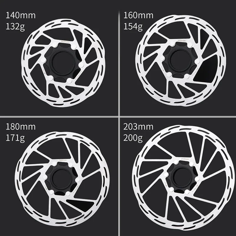 IIIPRO Bicycle Center Lock Disc Brake Rotor 140mm/160mm/180mm/203mm Road Bike Brake Rotor with Lock Ring Bike Pads