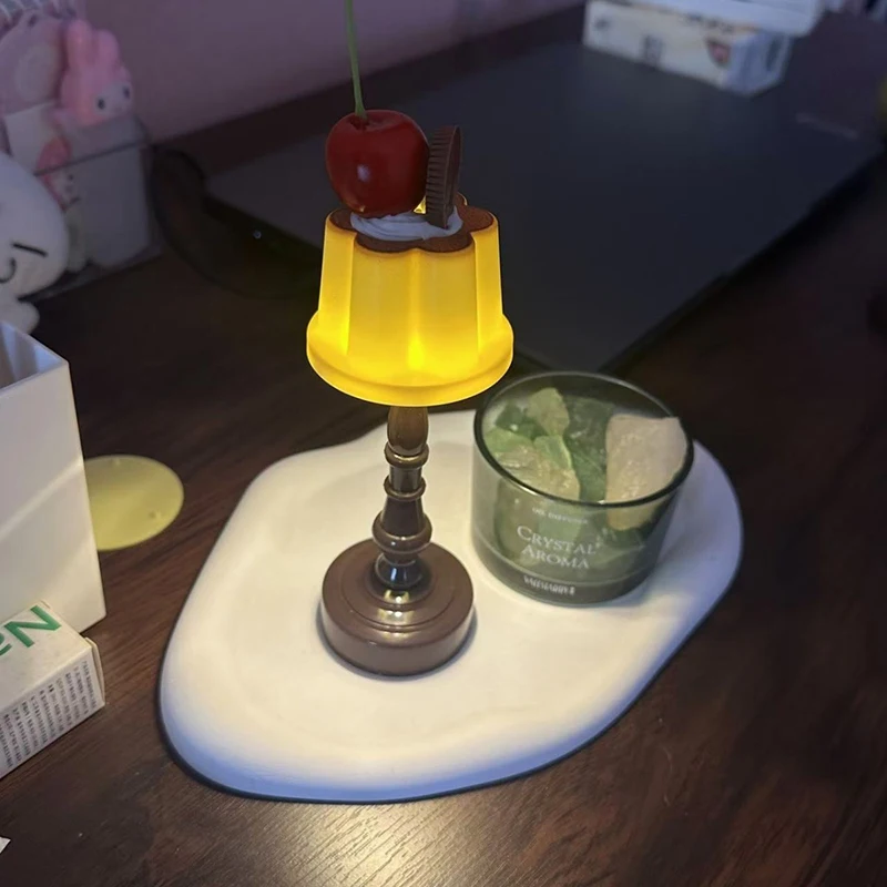 레트로 푸딩 나이트 라이트 데스크탑 장식 침실 LED 분위기 램프 침대 옆 수면등 선물용으로 적합