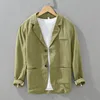 70% Linen 30% Cotton Anti-wrinkle Blazers Vintage Japan Style Spring Autumn Fall Casual Business Thin Coats 24SS Y2k Youth Male 1