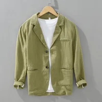 70% Linen 30% Cotton Anti-wrinkle Blazers Vintage Japan Style Spring Autumn Fall Casual Business Thin Coats 24SS Y2k Youth Male 1