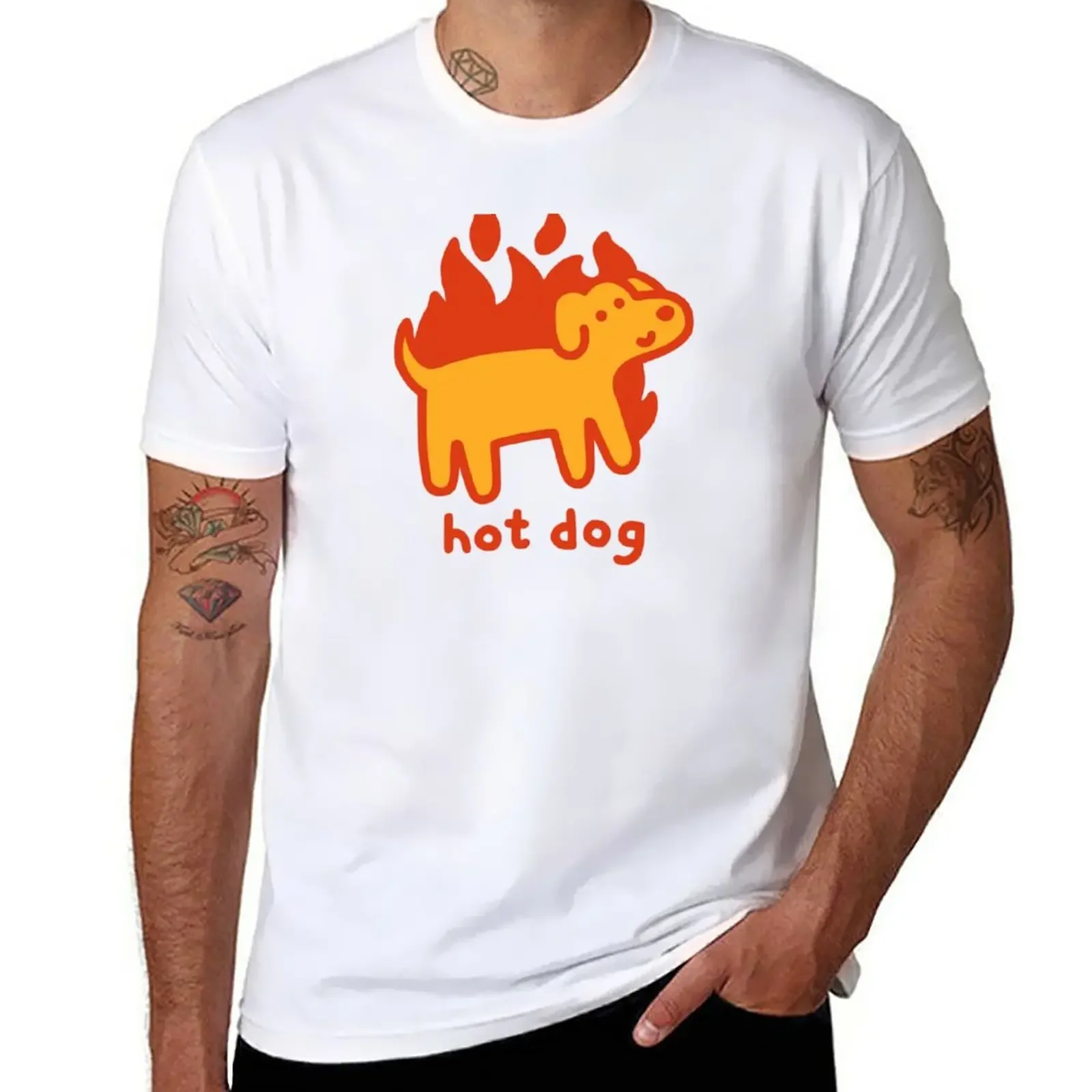 

Hot Dog T-Shirt plus size tops plain heavyweights summer clothes mens workout shirts