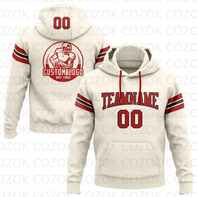 Customized Hoodie Cream Colour Jersey 3D Printed  Unisex Pullovers Hoodie Casual Sweatshirts