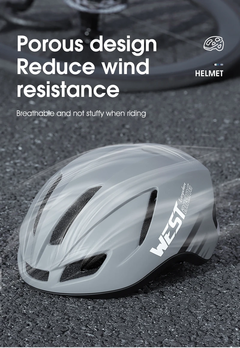 WEST BIKING Fahrradhelm Herren Damen Fahrradhelm Integral geformt verstellbar MTB Straße verdickter Sport sicherer Hut Fahrradhelm – Detail 9