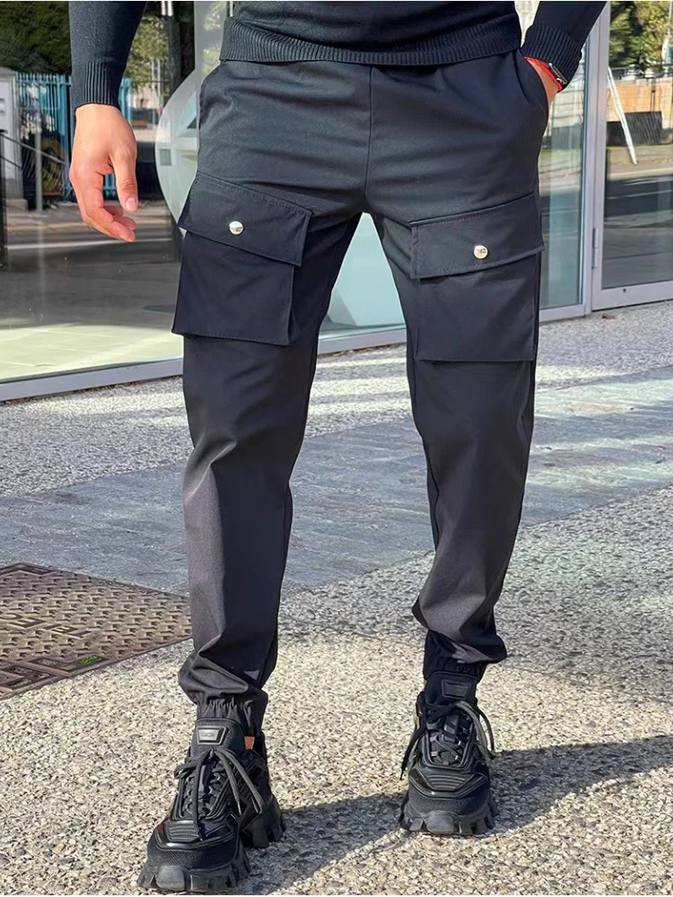 New Men\'s Multi-Pocket Overalls Trousers Street Trend Fashionable Sports Casual Pants Autumn Waterproof Fabric Men\'S Trousers