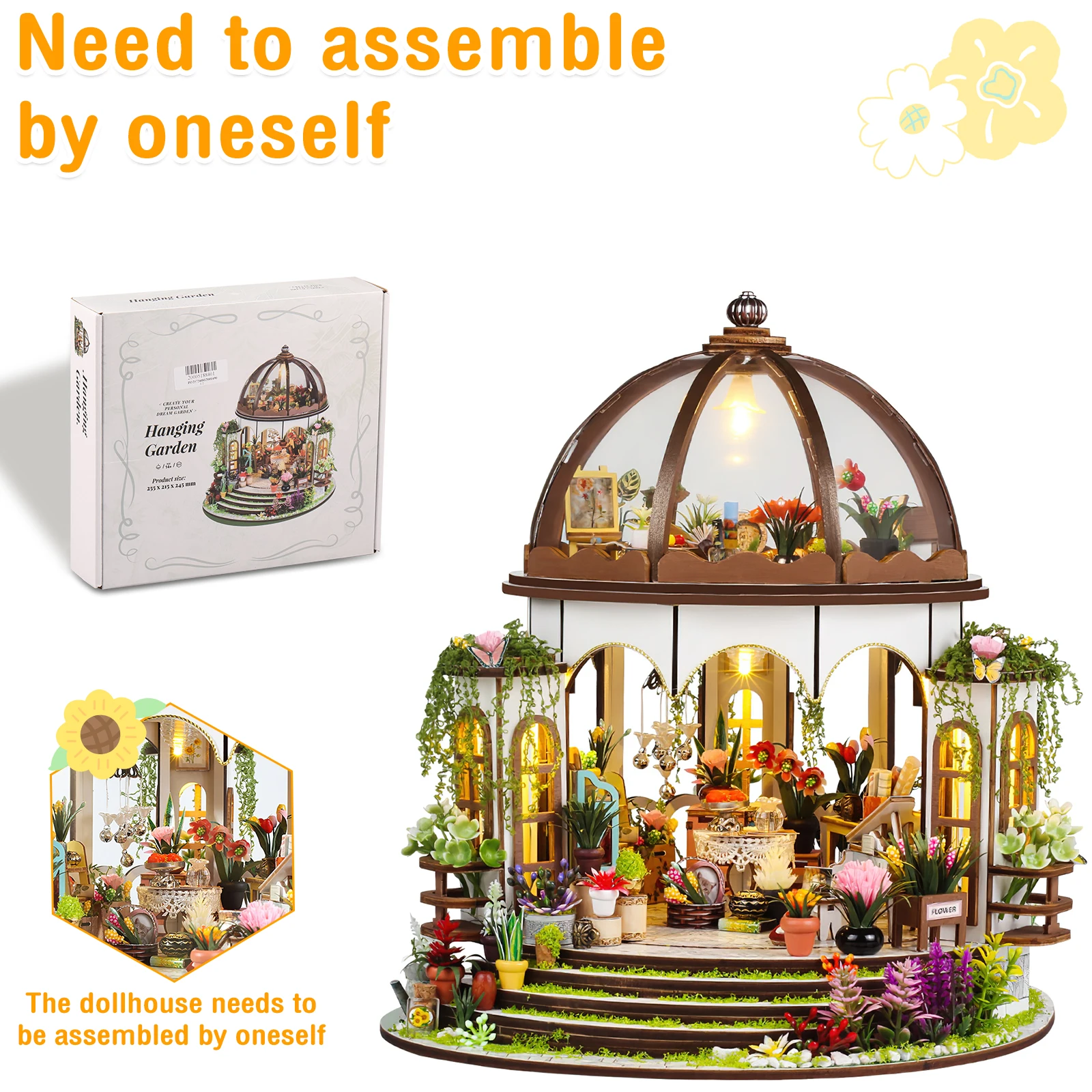 3D DIY Doll House Wooden Case Miniature Furniture Dollhouse Kit Handmade Miniature House with LED Light Children Birthday Gifts