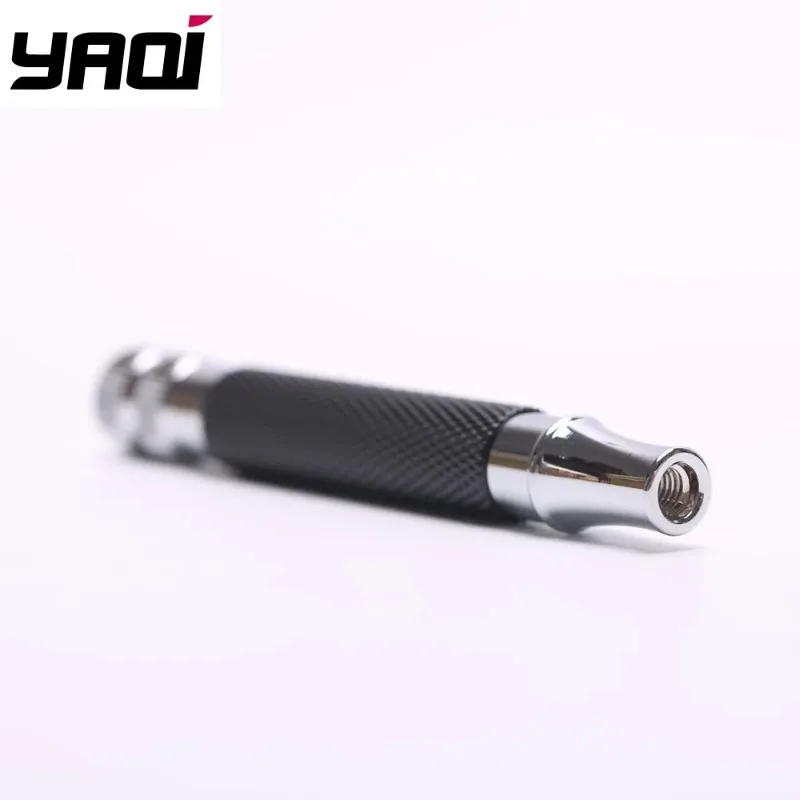 Yaqi Mens Chrome Color And Black Safety Razor Handle Portable Travel Replace Accessory For Shaving Brush 2025