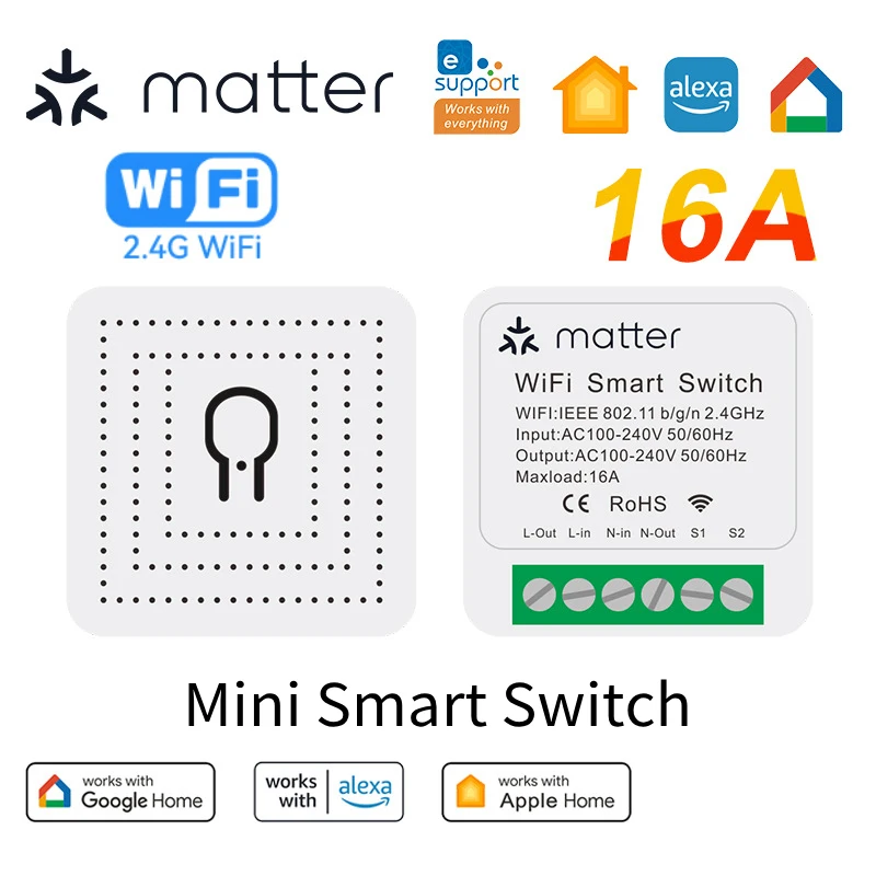 Смарт-выключатель чувствительный к Wi-Fi, 16 А