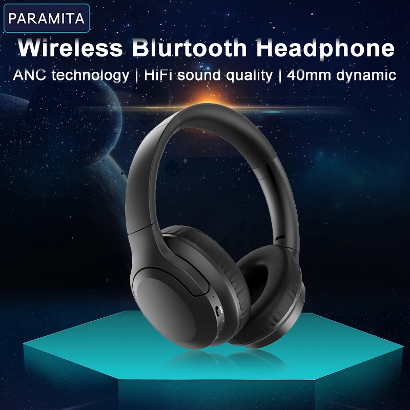 Paramita-anc Auscultadores com Cancelamento de Ruído a1 Wireless Bluetooth Over-ear Dobrável 400mah Jogos de Trabalho Esportivo Bt5.3