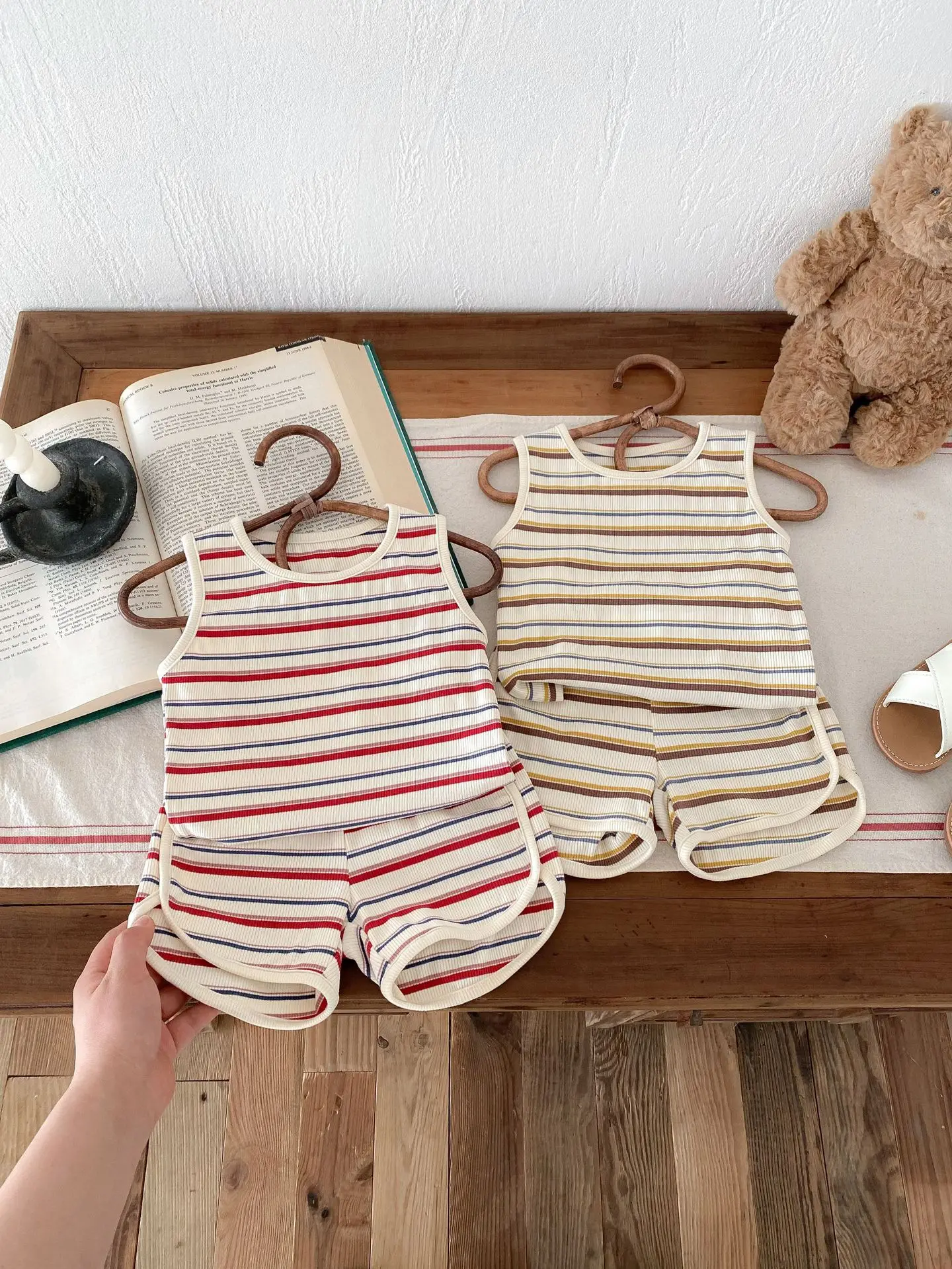 Description Picture 3 of item2pc Boys Clothes Set Summer Striped Sleeveless Vest + Shorts Casual Outfits Set with Pants for Kids Boys Sportwear Outerwear