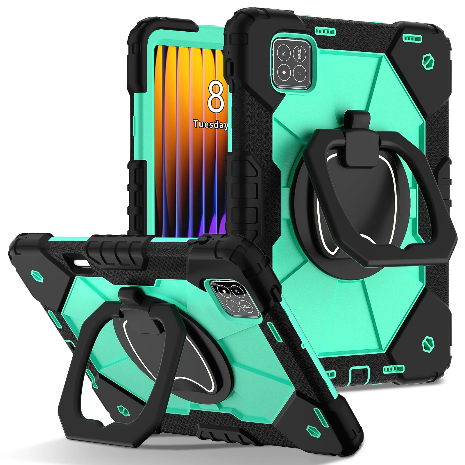 360° Rotatable Tablet Stand Case with Handle and Hard Cover