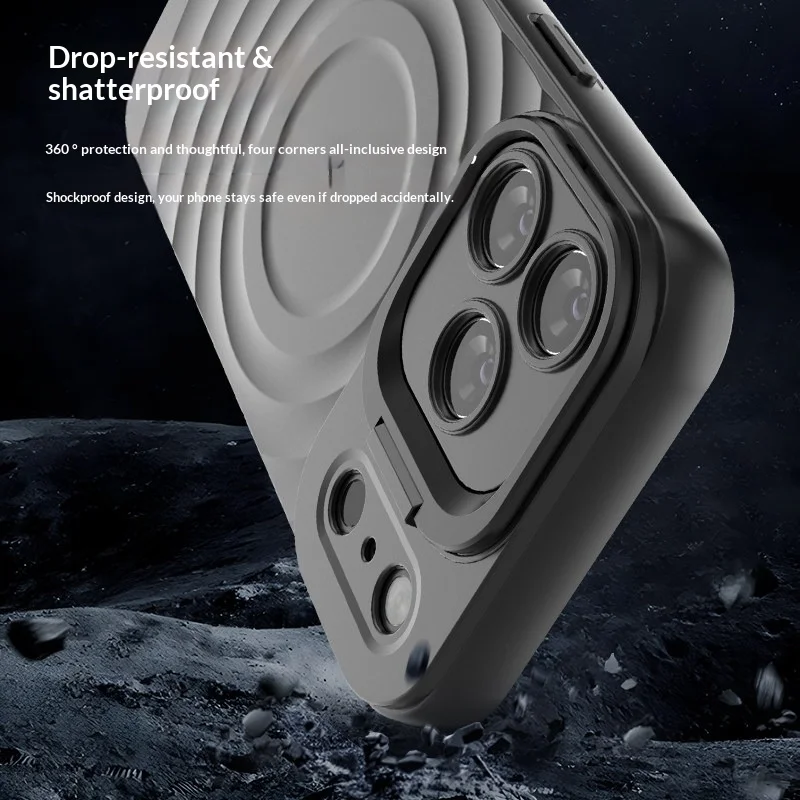 Magsafe Fold Lens Stand Ripple Shockproof Case - All-Inclusive Protection