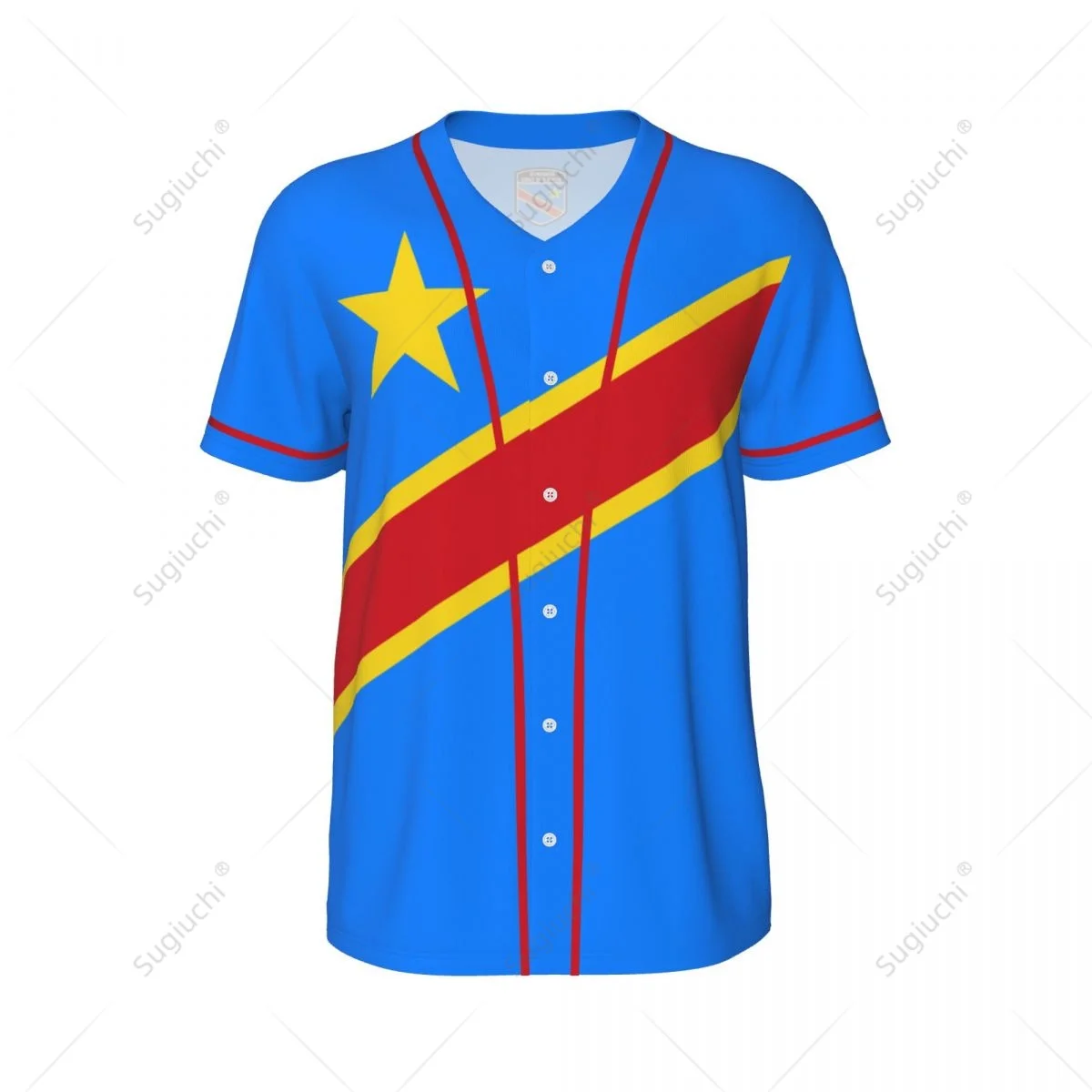 3D Printed Democratic Republic Of Congo Flag Men Baseball Mesh Sports T-shirt Tees Name Nunber
