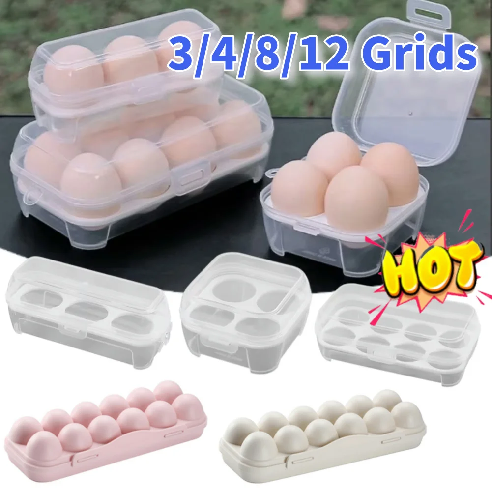 Egg Storage Box Egg Storage Container Kitchen Storage Box Food Storage Container 12 Grid Shockproof Egg Holder Portable Eggs Carrier For Refrigerator Camping Picnic Hiking Travel