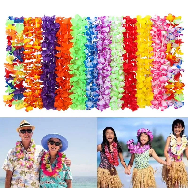 12/50 PCE Hawaiian style Party Necklace Garland Decorations Beach  Performance Garlands Accessories - AliExpress