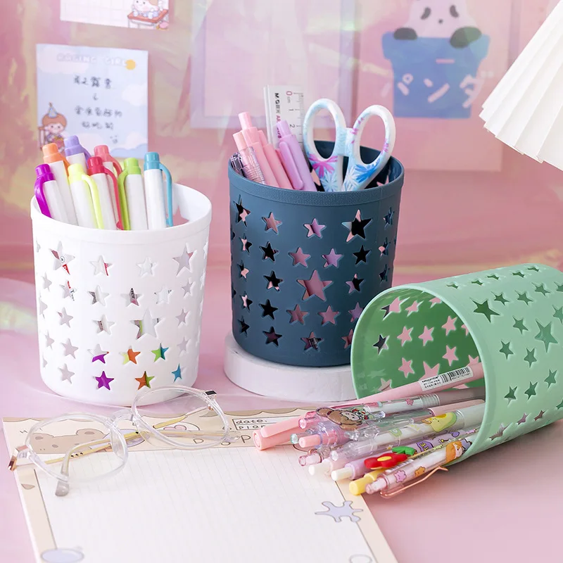 Creative Hollow Stars Pen Pencil Pot Holder Brush Storage Container Desk Organizer Plastic Stationery Pen Holder Office Supplies pen holder pen and brush holder desk organizer brush holder