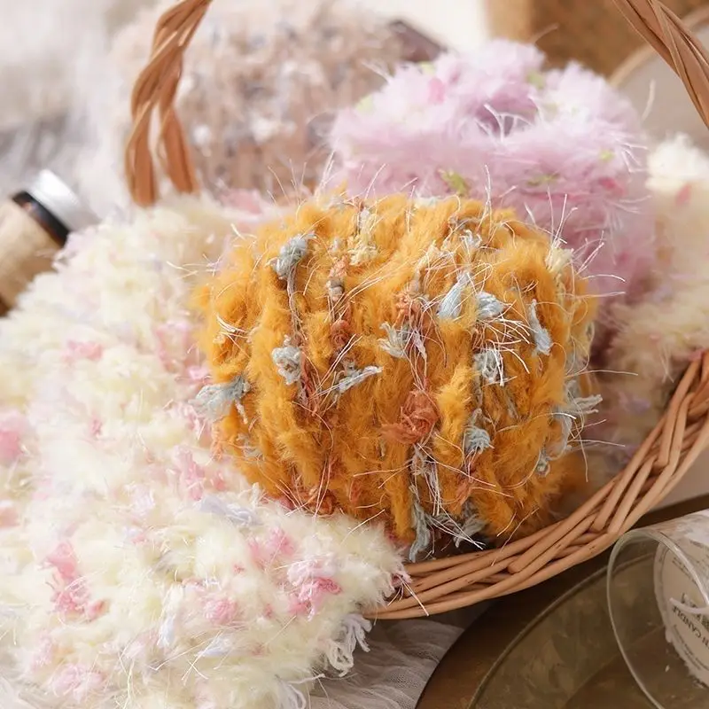 1PCS 혼합 색상 50g/롤 뜨개질을 한 모조 모피 원사 부드럽고 따뜻하며 수공예품에 적합 뜨개질 스카프 플러시 장난감 모자