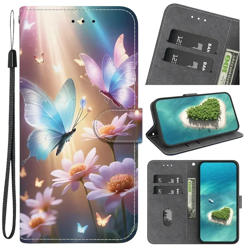 Adorable Cartoon Leather Wallet Book Cover Phone Case