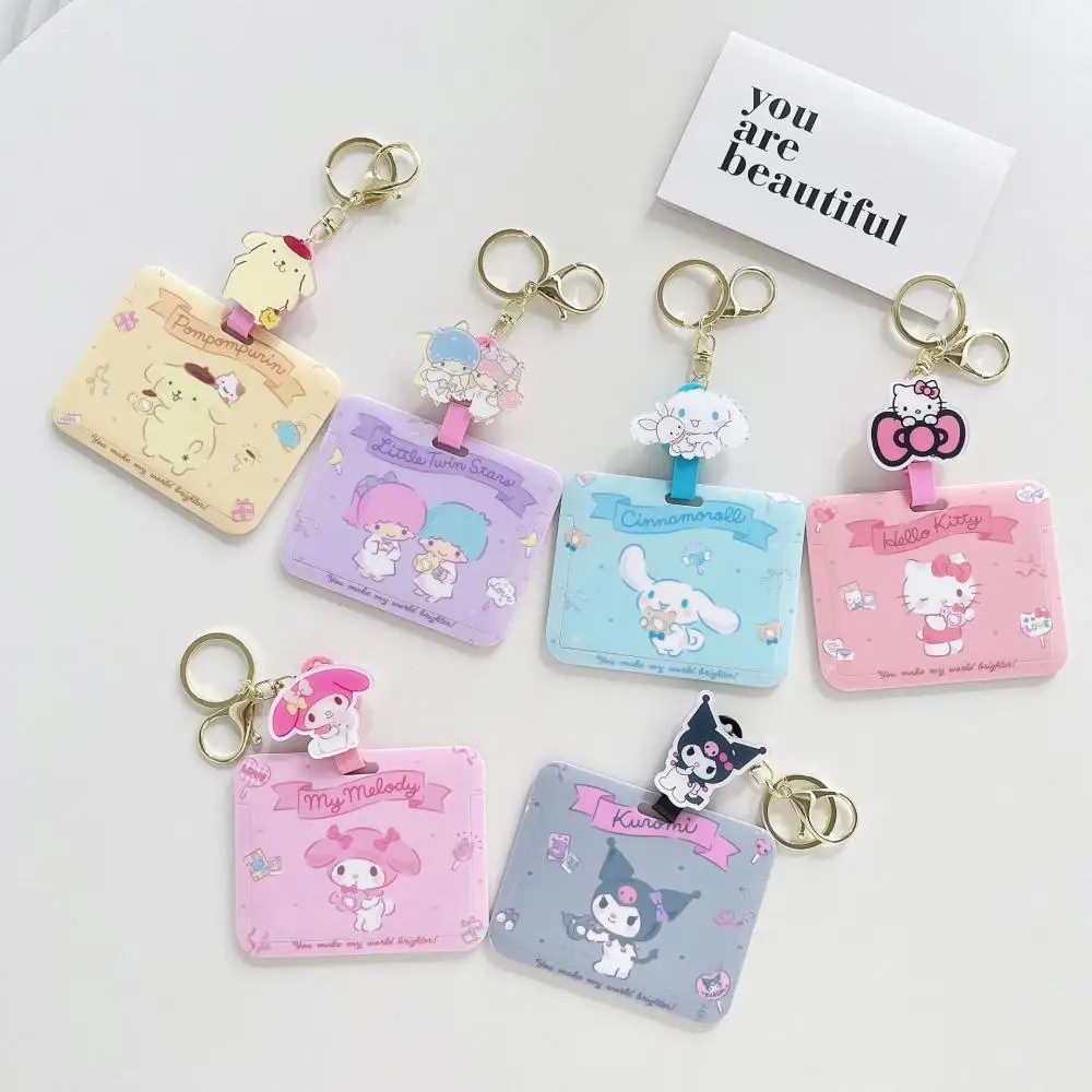 Kawaii Kuromi My Melody Cinnamoroll Id Holder Credit Card Holder with  Keychain Bag Decorative Pendant Decoration| | - AliExpress