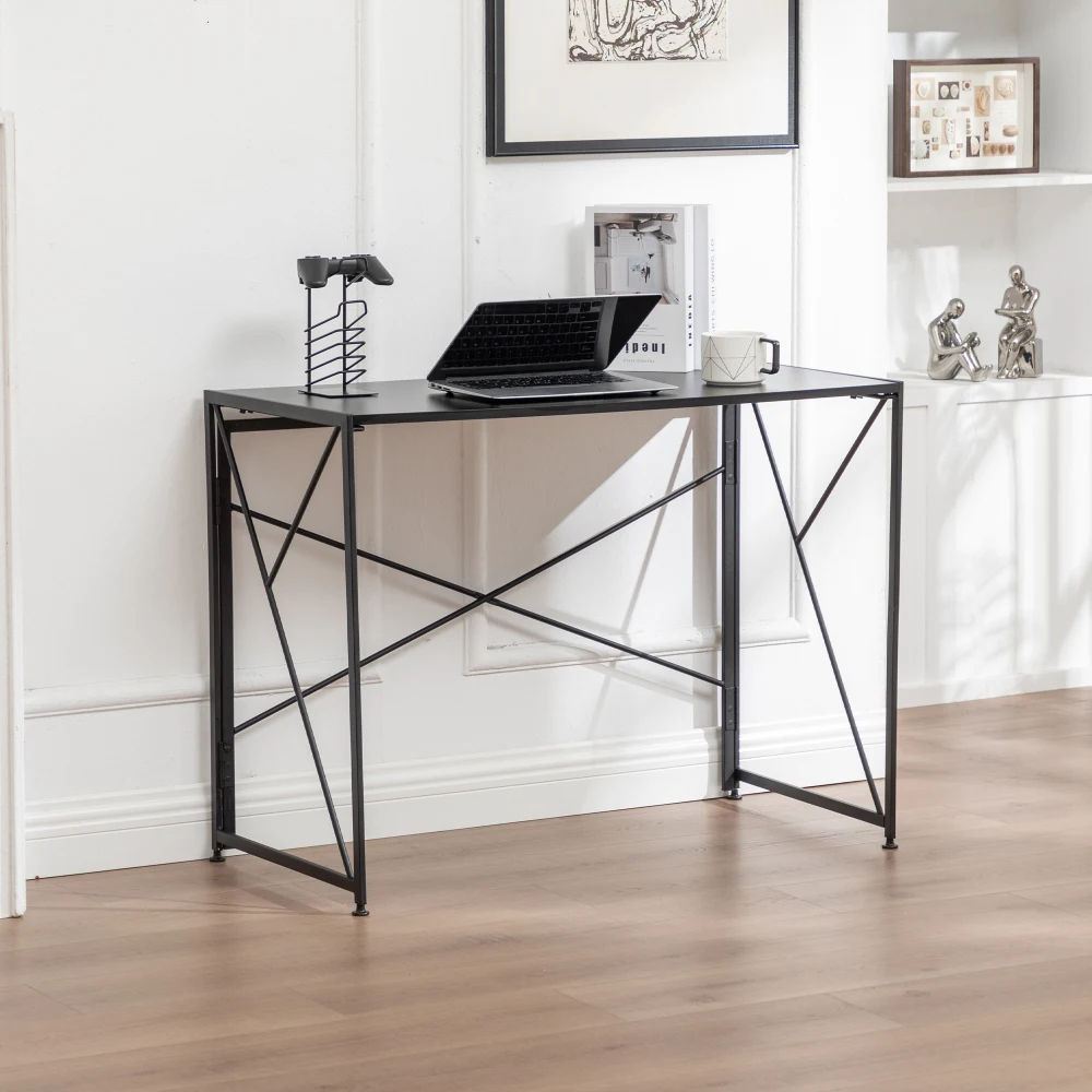 Moderner, robuster weißer Computertisch – platzsparender Schreibtisch, einfach zu montierender Schreibtisch für Heimbüro/Arbeitszimmer/Werkraum – Detail 22