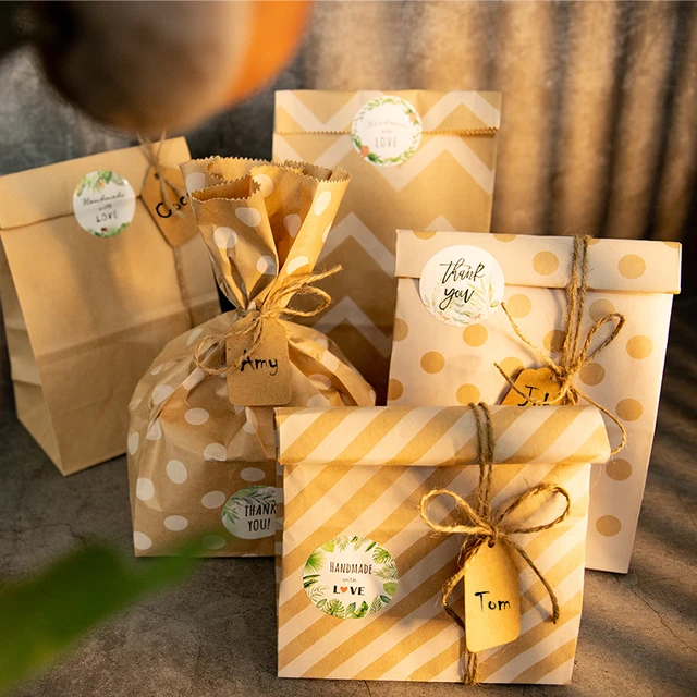 Bolsa de papel marrón para hornear fiestas, bolsa de papel de regalo de  Navidad, bolsas de papel de regalo de comida, cajas para flores por mayoreo  - AliExpress