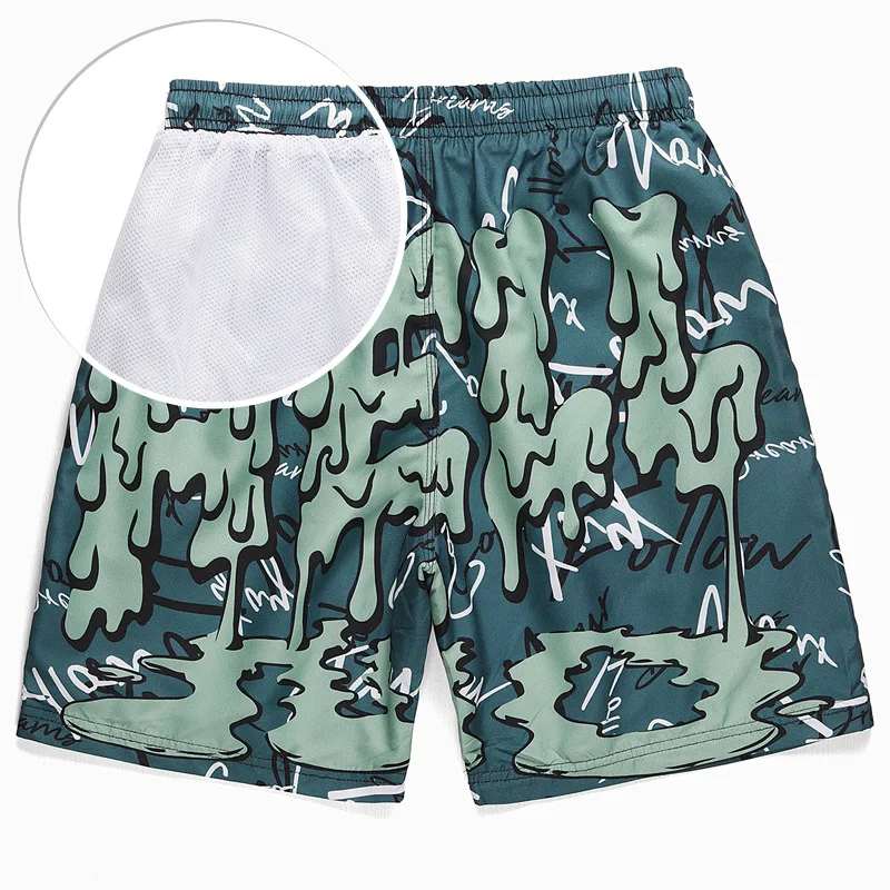 2022 Summer New Men short Men Fashion Beachwear Print Quick Dry Shorts Drawstring Sportwear Mens Shorts