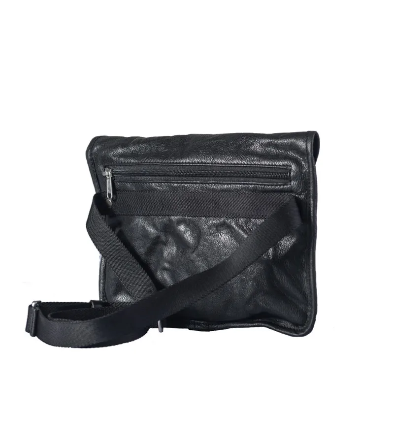 Fashion luxury genuine leather men daily outdoor chest bag casual first layer cowhide black sports lightweight messenger bag