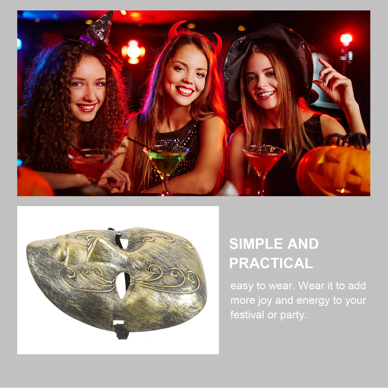 Description Picture 5 of itemHalloween Mask Party Carnival Props Venetian Decorative Supplies Creative Cosplay Full Face Masquerade for Women Costumes