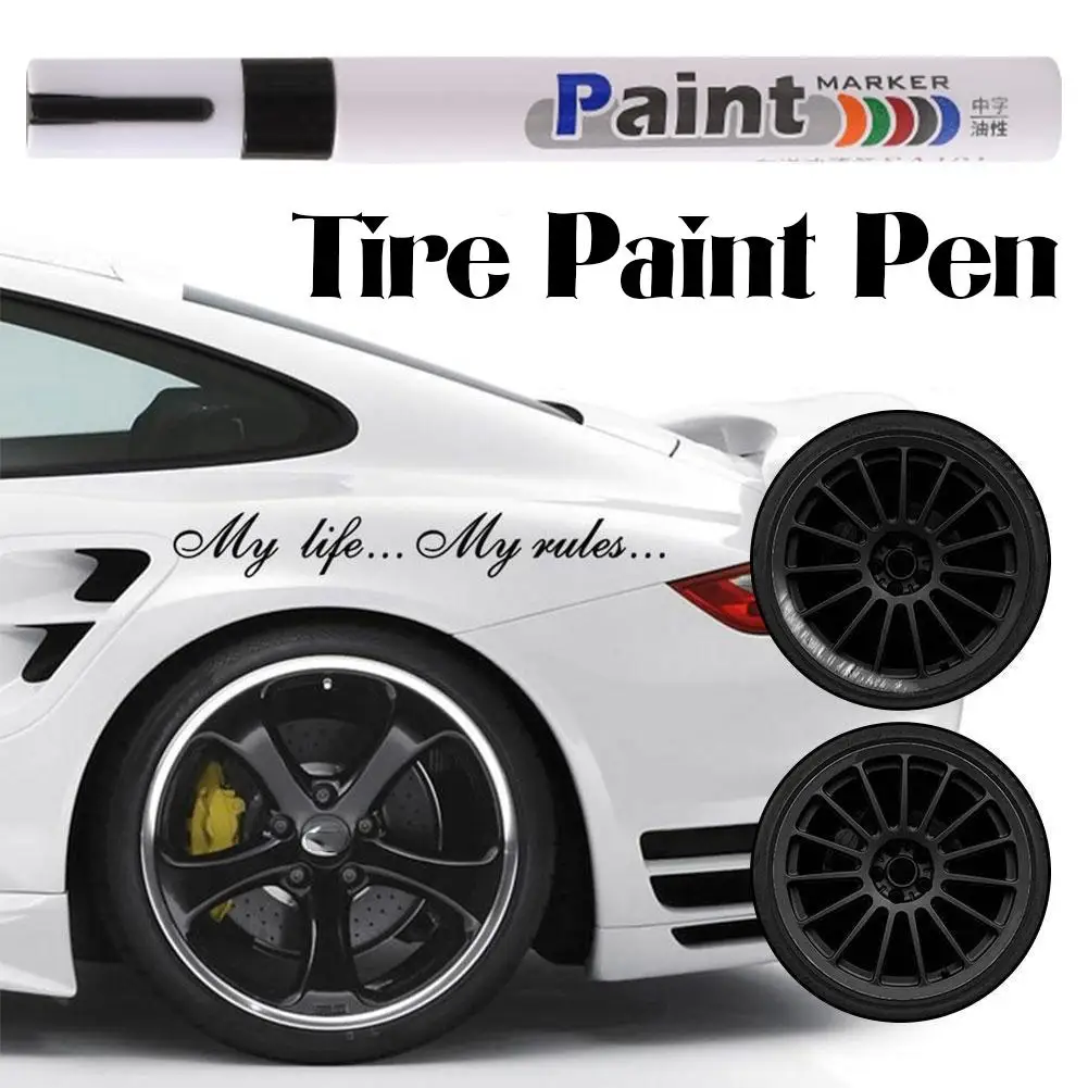Paint Pen Waterproof Cars Wheel Tire Oily Mark Pen Paint Tyre Quick Marker Dry Graffiti Auto DIY Marker Rubber M2U1