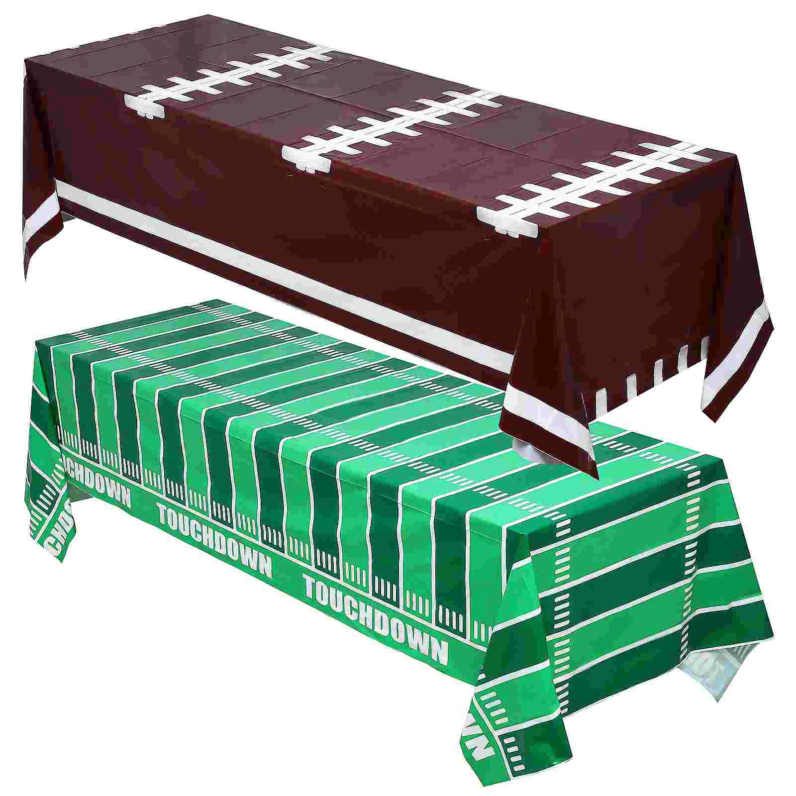 

2 Pcs Football Rugby Themed Disposable Waterproof Pe Tablecloth Birthday Party Tablecloths Field Christmas Decor Covers Sports