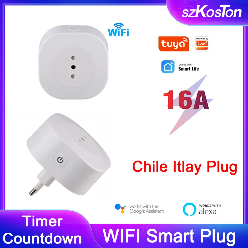 Tuya Chile Italy Wifi Smart Plug 16a Smart Home Wireless Power Socket