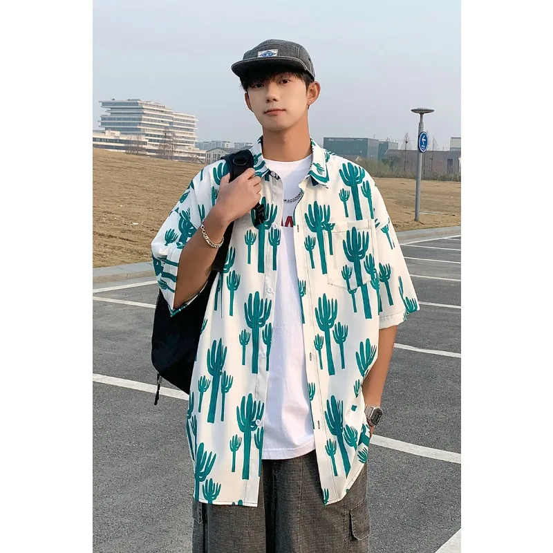 

Men's New Lapel Hong Kong Style T-shirt Summer Comfortable Holiday Style Fashion Wear A Shirt