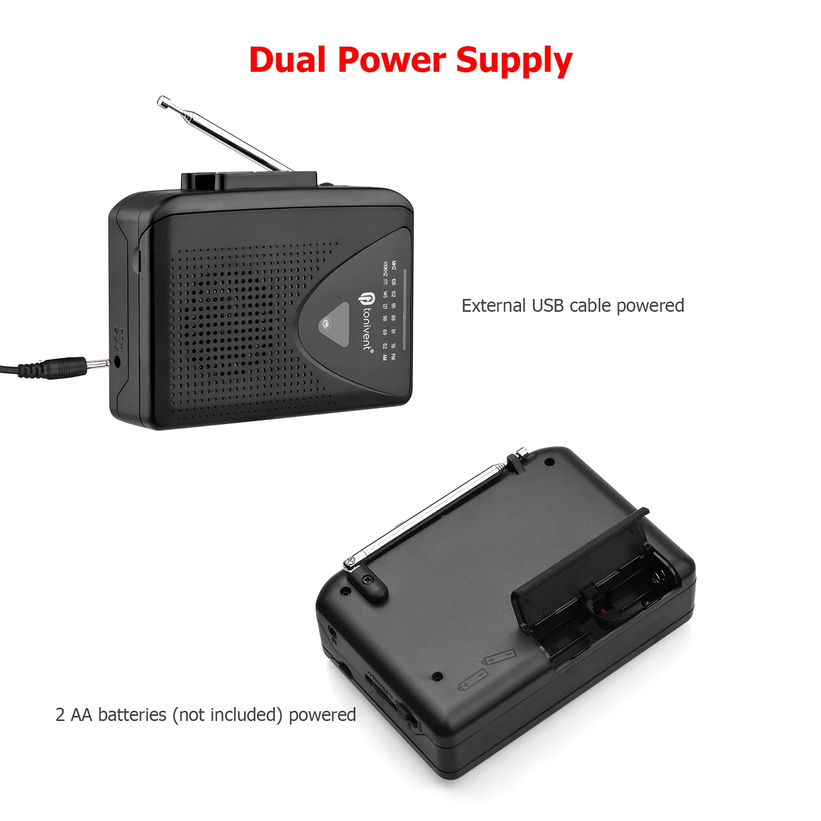 Cassette Player USB Cassette Capture Radio Player Portable USB Cassette Tape to MP3 Converter Capture Audio Music Player Recorder AM/ FM Radio