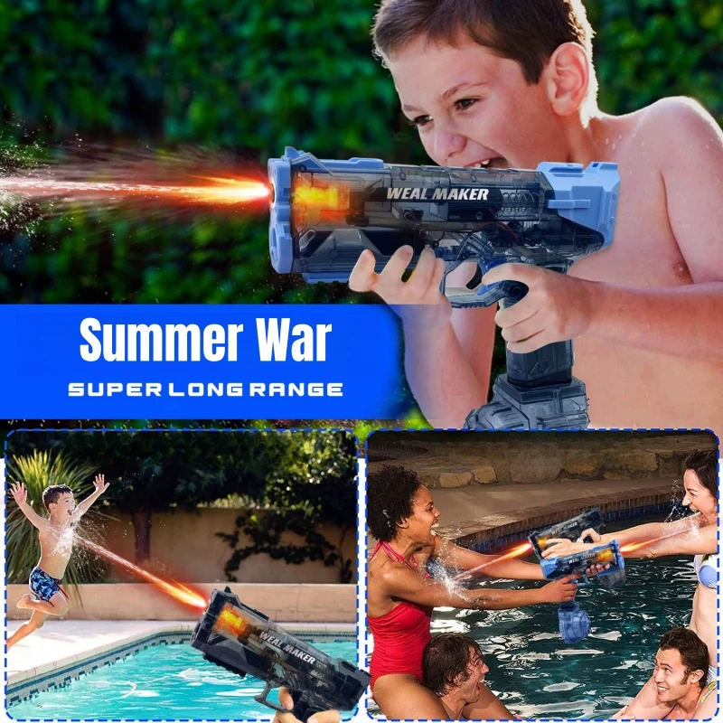 Simulated Flame Kids Electric Water Gun Sensor Lights High Pressure Automatic Watergun Children Summer Outdoor Beach Pool Toys 6