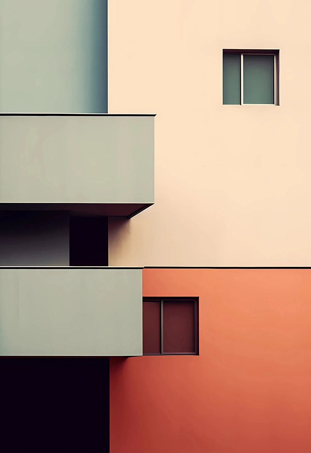 Minimalist Bauhaus Architecture Abstract Canvas Art