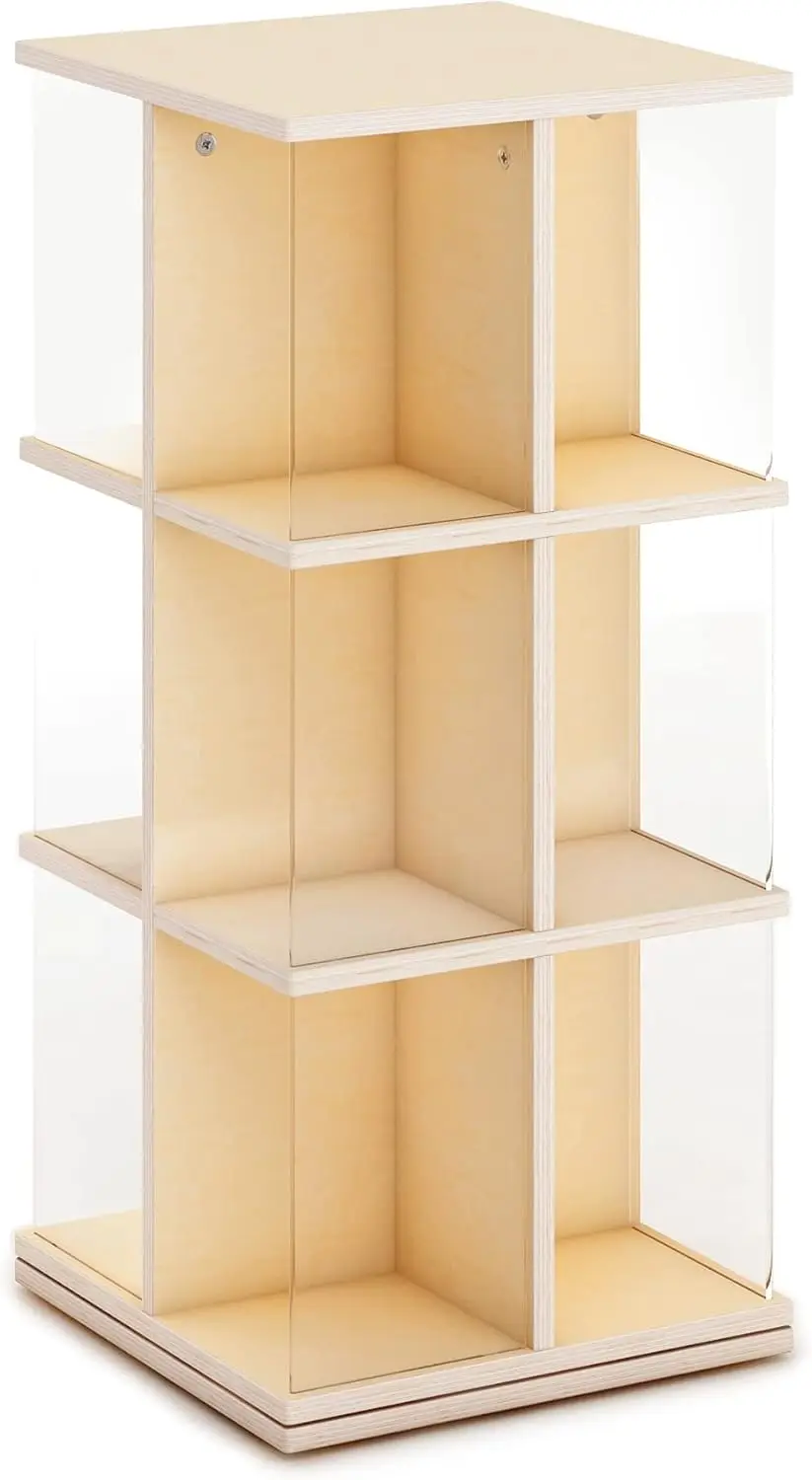 EdQ Rotating Book Display - Birch: Spinning Plywood Storage Bookshelf with Acrylic Windows for Kids Classroom, Playroom, 5