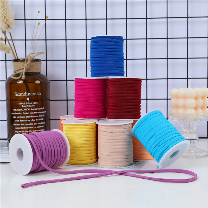 30colors 20m/roll 5mm plain colour Soft Lycra cord Stitched Elastic band rope milk fiber fabric Lycra stripe