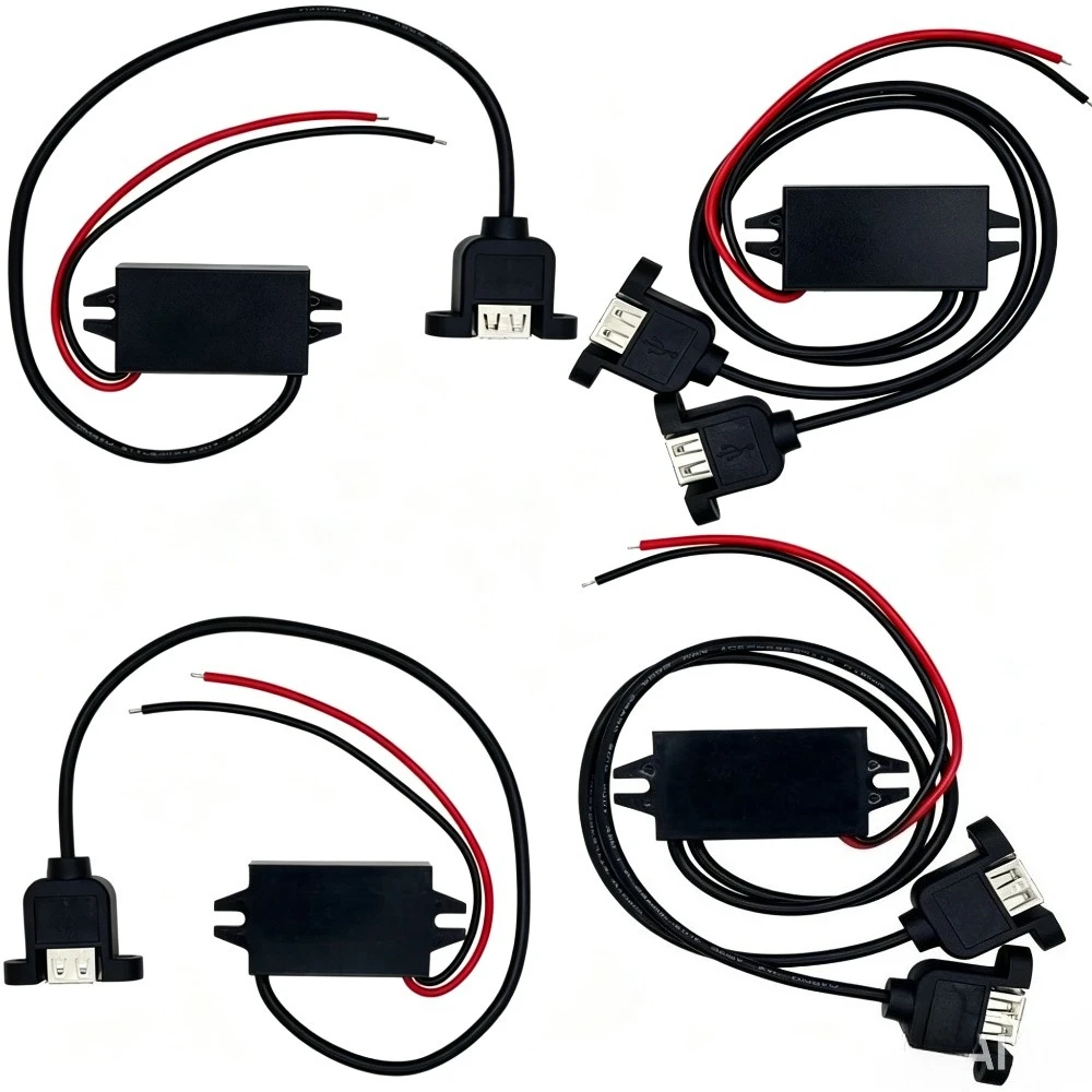 Waterproof Dual USB DC-DC Power Converter Module, 12V to 5V 3A 15W