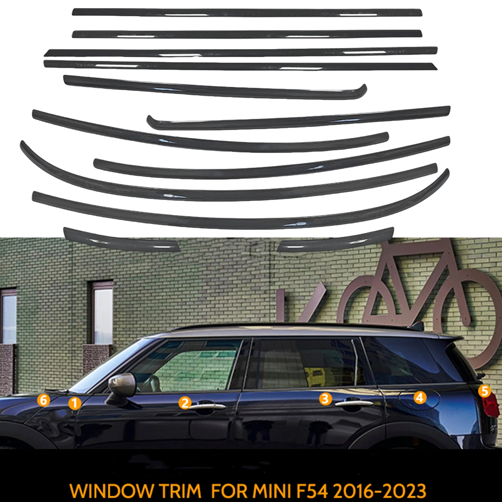 For Mini Cooper Clubman F54 4 Door Chrome Black Exterior Window Weatherstrip Strip Trim Seal Door Moulding Deocrative