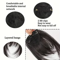 Frange à clipser en cheveux synthétiques, frange vaporeuse coupée avec favoris, aspect naturel marron foncé pour femmes, tenue de fête quotidienne 3