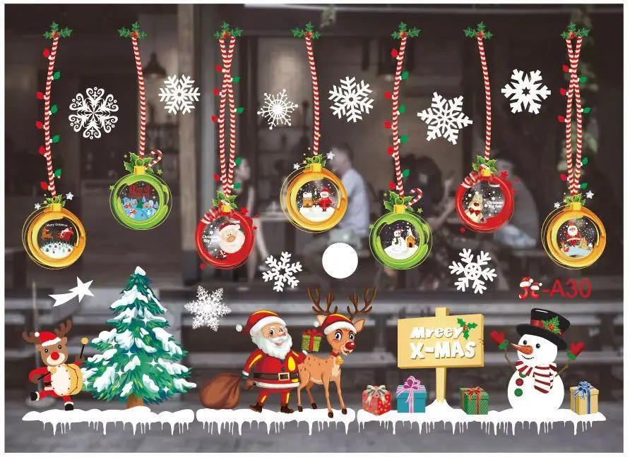 Weihnachts-Fensteraufkleber, Weihnachtsdekoration für Zuhause, 2024, Xmax, Party, Wandaufkleber, Ornamente, Navidad, Geschenk, Neujahr 2025 – Detail 5