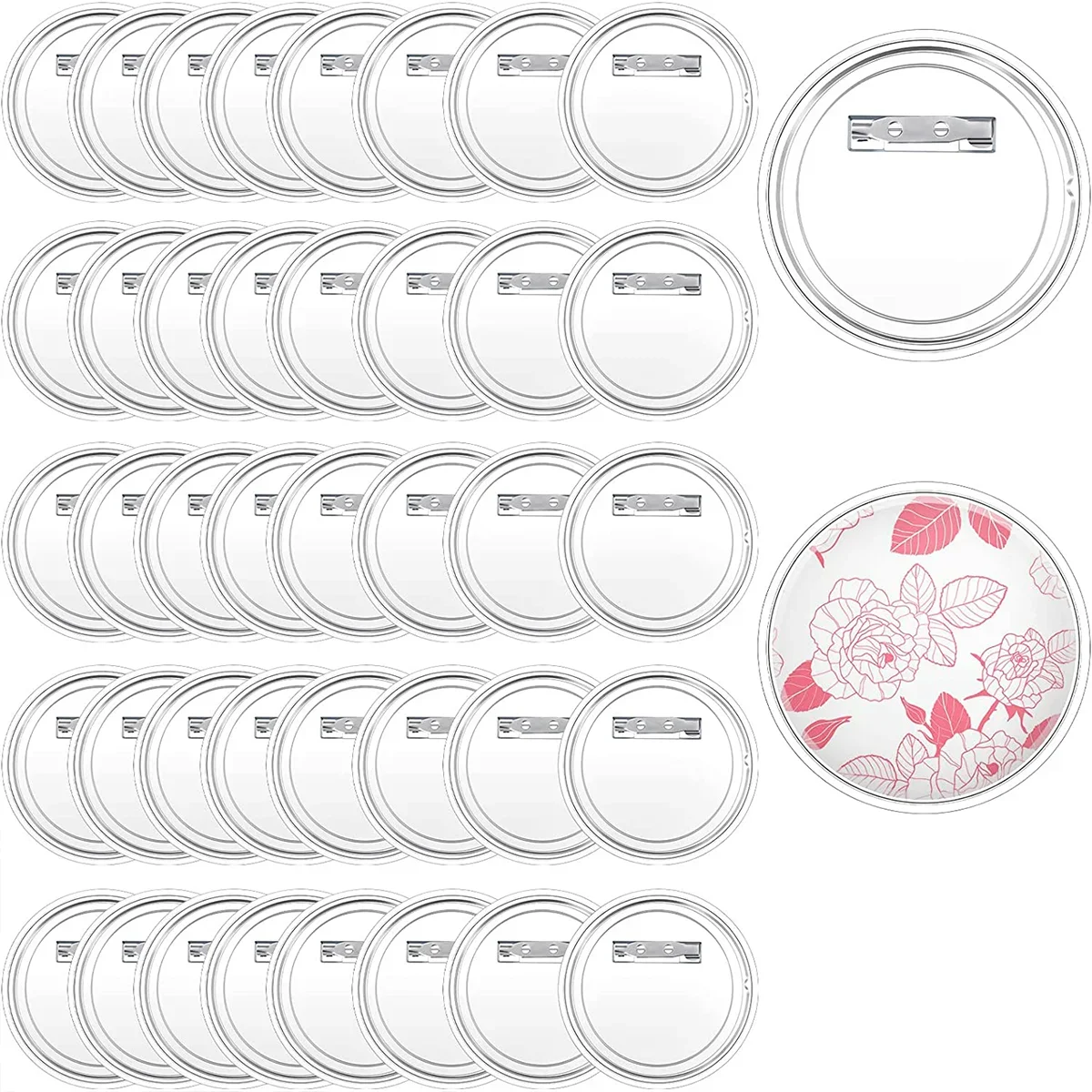 10PCS Clear Acrylic Badge Blanks DIY Button Pins for Custom Photos Sewing & Clothing Projects acrylic badges