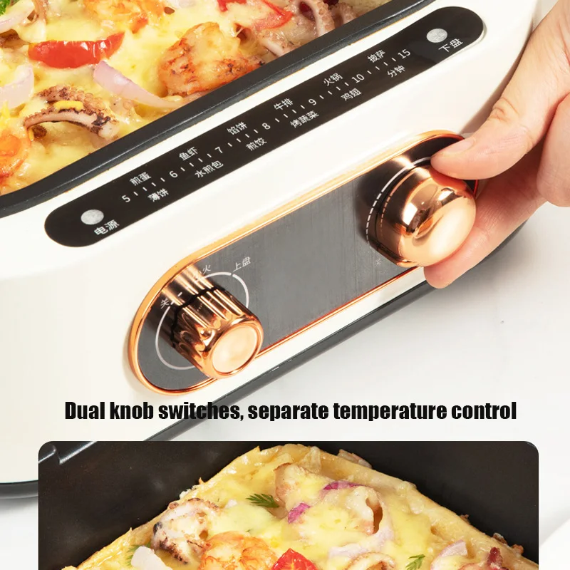 2in1 Electric Baking Pan Double-Sides Heating Folding Frying BBQ Grill Roasting Hot Pot Non-Stick Multi Function Cooker 4
