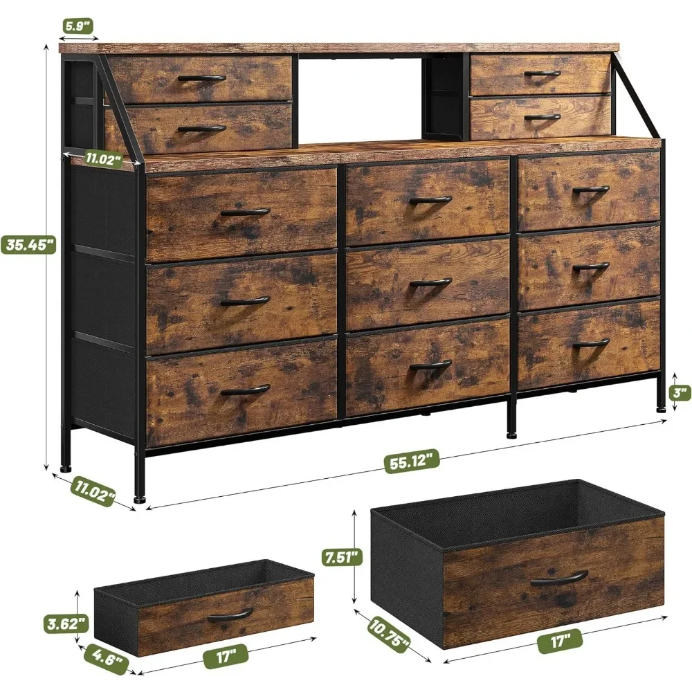 55” Wide Dresser for Bedroom with 13 Large Drawers And 2 Shelves - Storage Chest Dressers Combination for Bedroom Organization 6