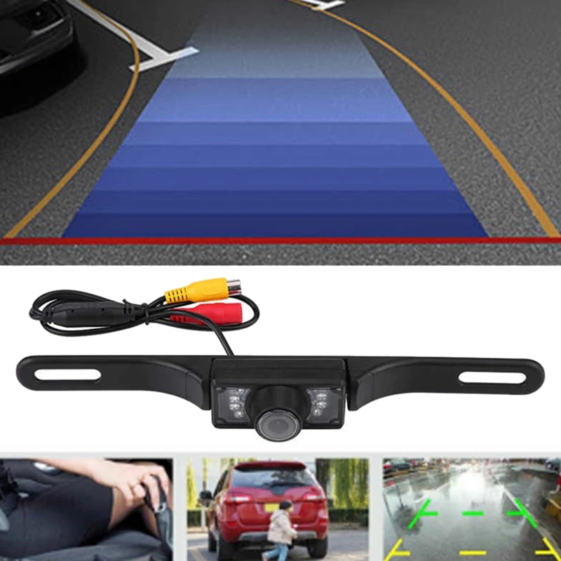 

7 LED Wide Angle Car License Plate Rear View Reverse Backup Night Vision Camera Waterproof