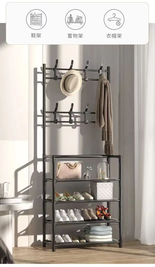 Description Picture 5 of itemClothing Rack for Living Room Bamboo Wall Shelf Furniture Floor Coat Rack Metal Clothes Hanger Iron Sofa Shoe Organizer Chair