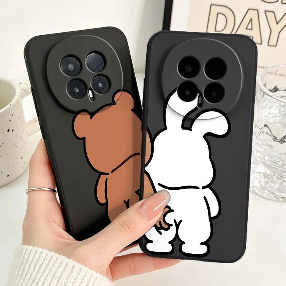 Adorable Bear and Bunny Couple Phone Case - Black