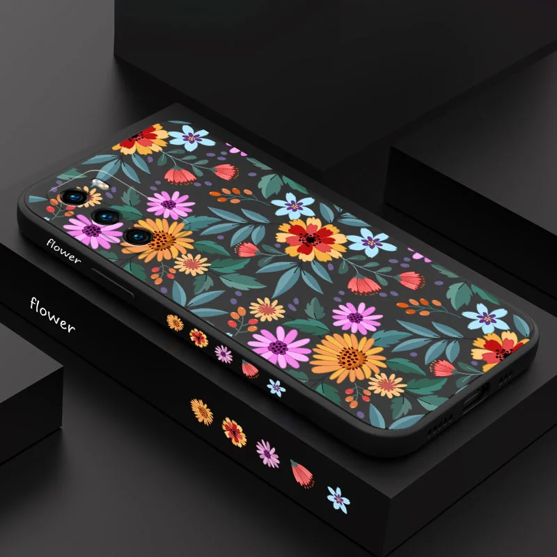 Vibrant Showy Flowers Liquid Silicone Phone Case