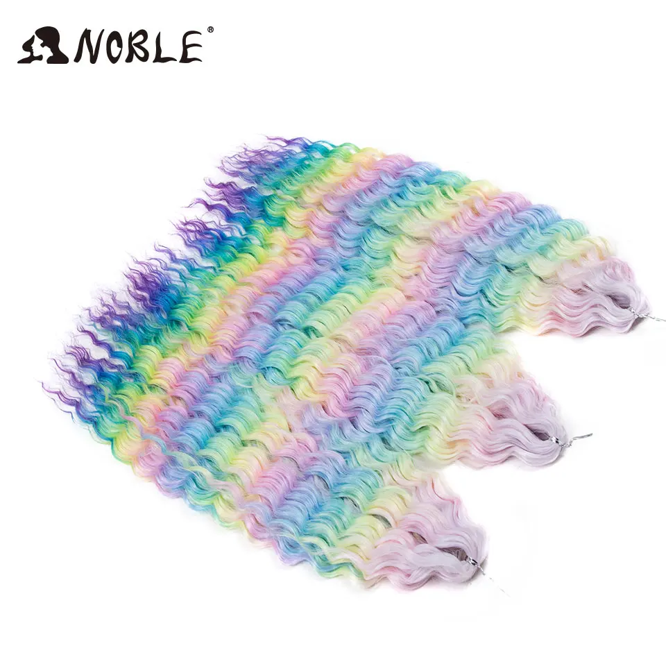 Noble Hair Synthetic Twist Crochet Curly Hair 24 Inch Water Wave Braid Hair Ombre Blonde Brown Deep Wave Braiding Hair Extension