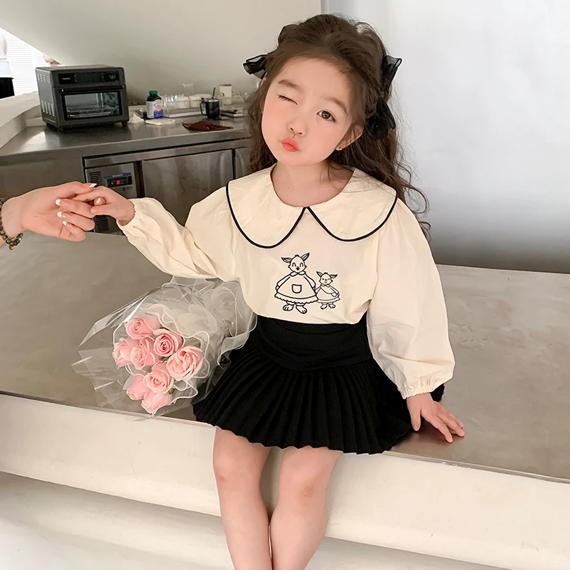 2PCS/Set Children Clothing Korean Style Girls Lovely Pleated Skirt
